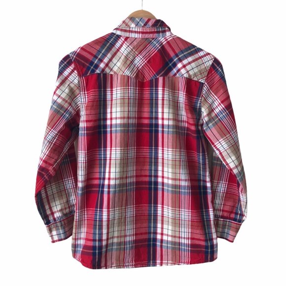 Levi’s Boys Red Plaid Pearl Snap Button Down Shirt - Picture 2 of 9